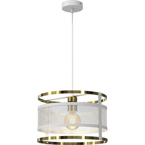 Suspension décorative blanche et dorée Rim en métal 1xE27 15W (1/2)