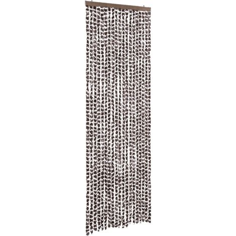 Rideau anti-mouches marron et blanc 56x200 cm chenille CFW65147 (1/5)