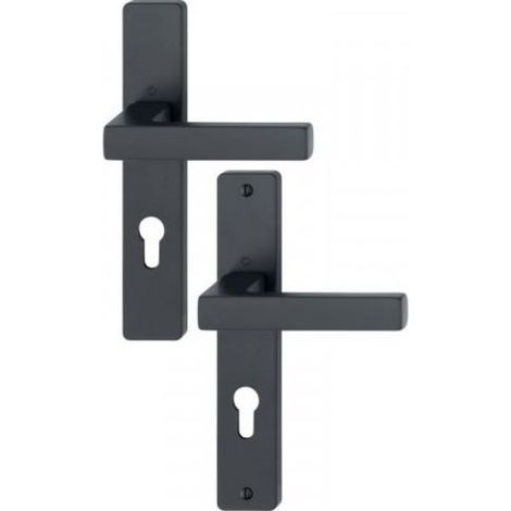 Béquille double sur plaque entraxe 195 mm ligne Toulon clé I époxy noir mat pour porte épaisseur 58-67 - HOPPE FRANCE EURL