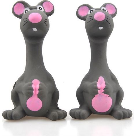 Graue Latexmaus, quietschendes Haustierspielzeug, 14 cm (1/5)