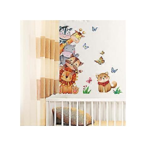 Dschungeltiere Wandtattoos, Wandaufkleber, Safari-Elefant, Giraffe, Panda Wandtattoos für Kinderzimmer, Babyzimmer