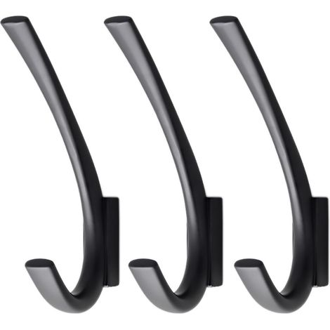 Crochets muraux, porte-manteaux pour serviettes, clés, peignoirs, foulards, lot de 3 (noir) (1/5)