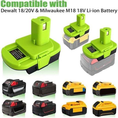 1 Adaptateur de batterie, port USB, compatibilité Dewalt 20V Milwaukee 18V Ryobi, outils électroportatifs (1/4)