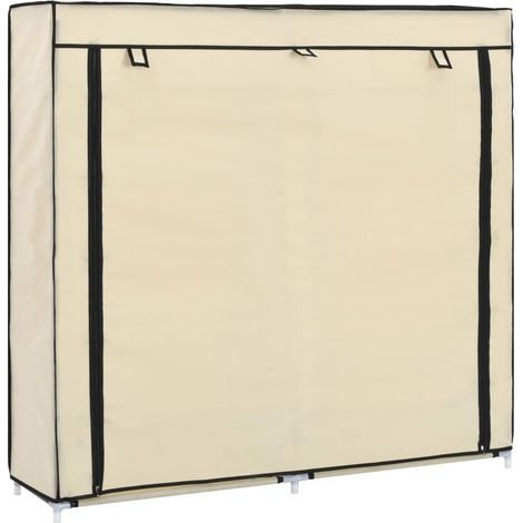 Armoire à chaussures avec housse Crème 115x28x110 Tissu (1/5)