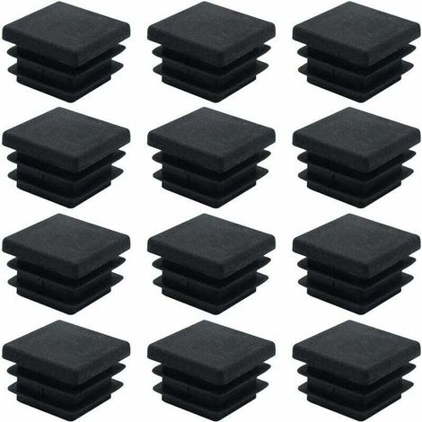 Set mit 40 quadratischen Kunststoffstopfen 20 mm x 20 mm in Schwarz für Vierkantrohre, Möbelbeine, Schränke, Regale, Stühle.