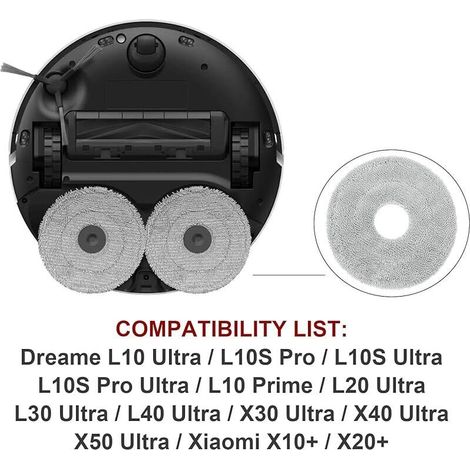 Ersatz-Wischmoppbezüge kompatibel mit Dreame L10 Ultra/ L10S Pro/ L10S Ultra/ L10S Pro Ultra Heat/ L10 Prime/ L20 L30 L40 L50 Ultra/ X30 X40 X50 Ultra/Mova E30 V50 Ultra P10 P50 Pro Ultra (1/5)