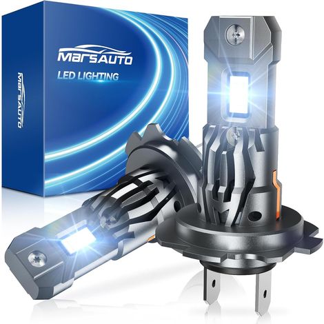 Bombilla LED H7 40000LM, H7 LED 1:1 tamaño mini, reemplazo para halógenos, 800% de brillo 6500K 12000RPM ventilador de refrigeración, Plug and Play, paquete de 2