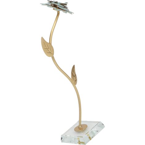 Décoration florale de table, 16x6x6cm, sculpture florale en métal exquise, en fer forgé et verre, convient aux tables à manger et à la décoration de salle de bain. (1/5)