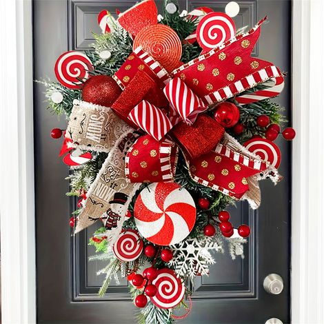 Guirlande De Bonbons En Forme De Canne À Sucre - Décoration De Noël Pour Porte D'Entrée Escalier Arbre Et Intérieur - 1 Pièce (1/5)