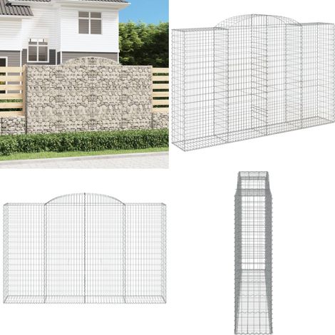 Gabione mit Hochbogen 300x50x180/200 cm Verzinktes Eisen - Gabionenkorb - Gabionenwände - Gartendekoration - Gartenzubehör - Zaun - Home & Living (1/5)