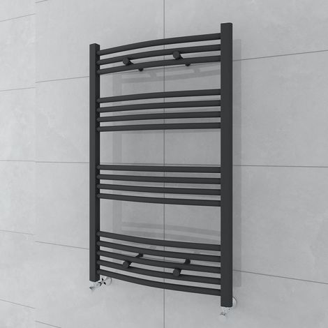 WarmeHaus Curved Grey Heated Towel Rail Radiator 1000x600mm