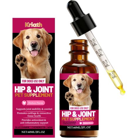 Gouttes douces pour les articulations des chiens, adaptées au soulagement des douleurs articulaires et cutanées. 60 ml (1/5)