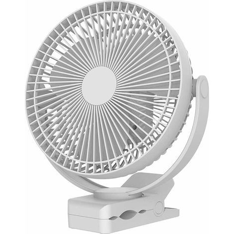 Ventilateur Clip - 20 cm - Batterie 10000 mAh - 4 Vitesses - Rotation 360° - Fixation Robuste - Pour Bureau Maison Voiture Camping Extérieur - 1 Pièce (1/5)