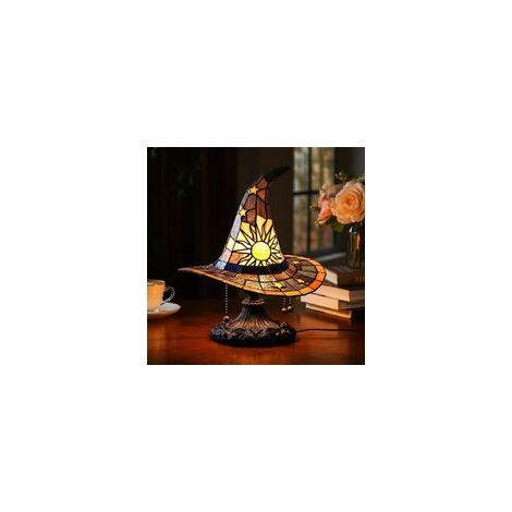 Lampes chapeau de sorcière neuves en résine, style gothique, veilleuse d'Halloween, jaune. (1/2)