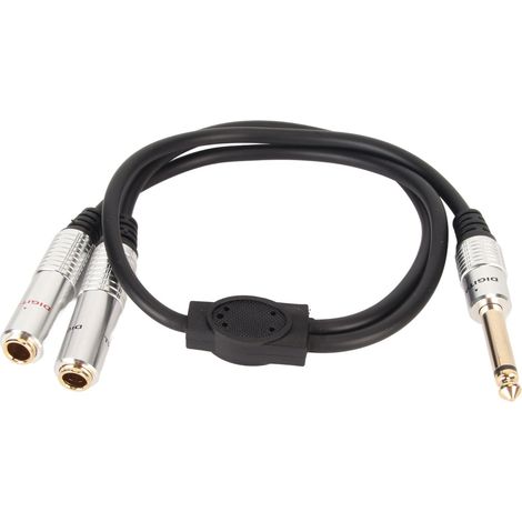 Câble de connexion audio 6,35mm, mâle mono vers double femelle, gaine aluminium robuste, longueur 50cm (1/5)