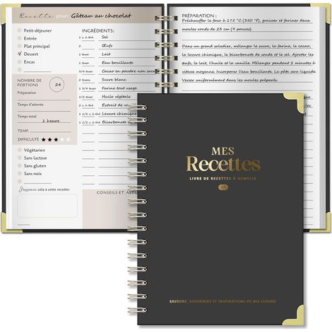 Carnet de Recettes à Remplir A5, Papier Épais 120g (1/5)