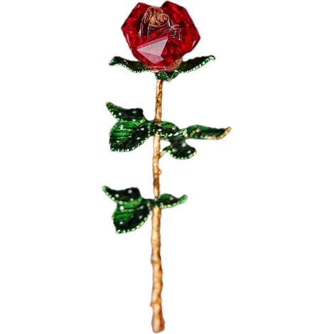 Grande sculpture florale en métal ornée de strass - Décoration de bureau rouge (1/5)