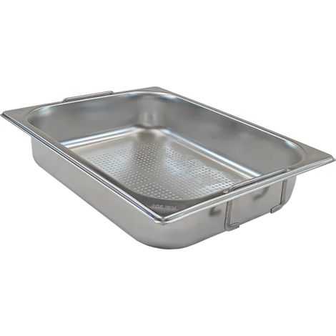 Bac gastronorme perforé GN 1/2 - 65 poignées escamontables en inox REDFOX - GND 1/2-65 U - REDFOX