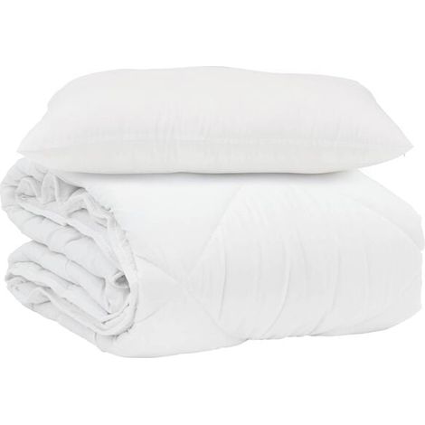 Ensemble couette et oreiller d'été en duvet, 2 pièces, microfibre blanche. (1/5)