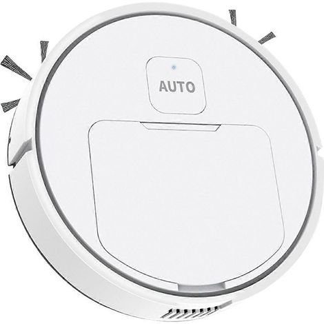 Aspirateur robot rechargeable USB, aspiration de 1000 Pa, idéal pour le nettoyage des sols, tapis et poils d'animaux (blanc). (1/5)