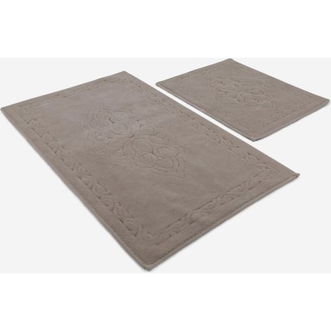Set de 2 tapis de bain antidérapants en coton Elite - Beige (1/4)