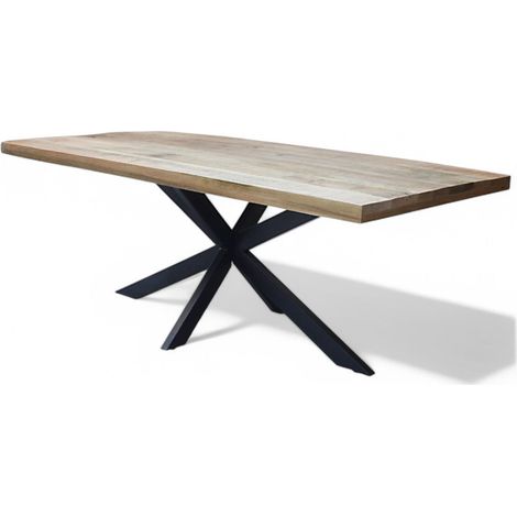 Tavolo rettangolare in legno mango e metallo marrone 200x100xH77 cm