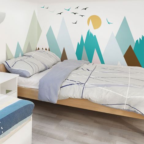 Stickers muraux enfants - Décoration chambre bébé - Autocollant Sticker mural géant enfant montagnes scandinaves OYENKA - 60x90cm (1/5)