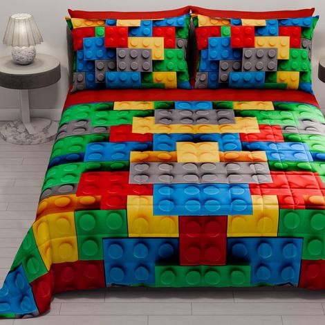 Couvre-lit d'été 170x260 cm 100 g/m² Double Face, Couette légère pour lit Simple, Printemps, Modèle Briques, 100% Fabriqué en Italie (1/5)