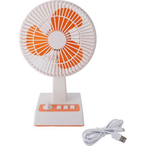USB-C-Tischventilator, 3 Geschwindigkeitsstufen, leise und leistungsstark, Retro-Design für Büro, Wohnzimmer oder Schlafzimmer (1/5)