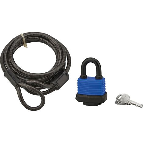 Cavo Twisty in acciaio 6mmx1.8m con Antifurto 40mm, bicicletta, 2 chiavi, nero - THIRARD