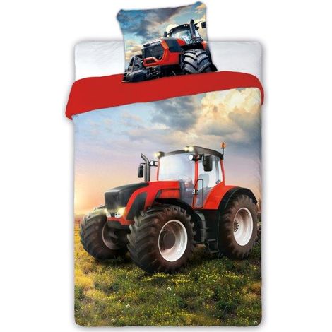 Ensemble de literie 160x200+70x80 coton turbo 4x4 004 tracteur rouge (1/4)