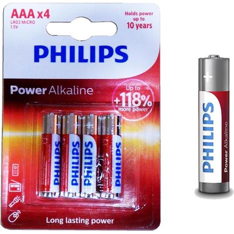 Philips Pila Alcalina LR03 AAA Pack-4