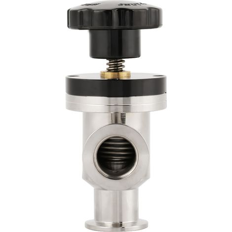 Soupape d'isolation manuelle à angle droit KF25, acier inoxydable 304, vide poussé, soufflet, raccord rapide, usage industriel, haute performance. (1/5)