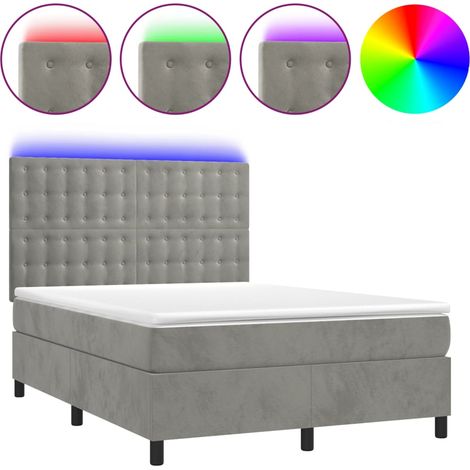 Maison Exclusive - Letto a Molle Materasso e LED Grigio Chiaro 140x190 cm Velluto (1/5)