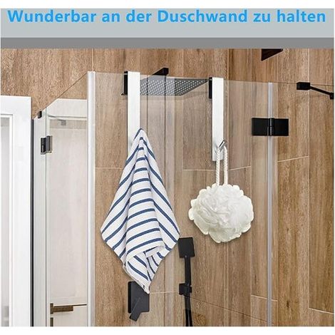 Cimown Crochets De Douche Sans PerçAge - Duschtürhaken - Gehäkelter Duschhaken aus Edelstahl - Duschhaken, Türhaken für rahmenlose Glasduschtüren (17,8 cm) (1/5)