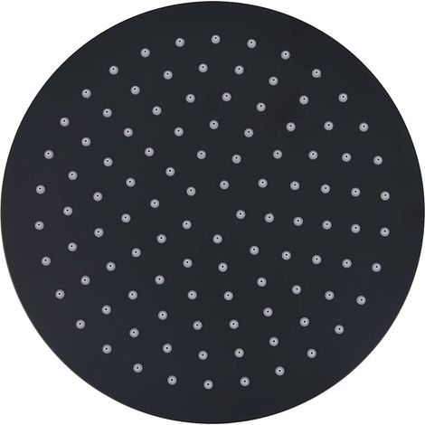 vidaXL Cabezal de ducha efecto lluvia acero inox redondo negro 25 cm (1/2)