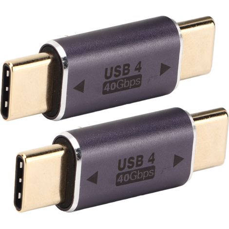 Lot de 2 adaptateurs USB-C mâle vers USB-C mâle 40 Gbit/s 100 W, mini-adaptateur USB-C droit pour ordinateur portable et smartphone (1/5)