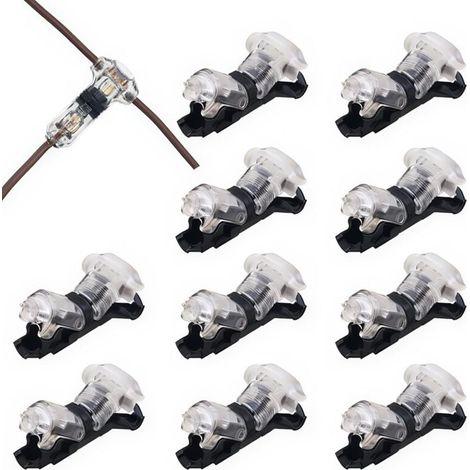 RHG 10 pièces Connecteur en T 1 broches pour fil electrique 20/22 AWG Voiture Étanche Connecteur Électrique - sans soudure en fils câble Voiture LED éclairage connecteur etanche Cosses et kits