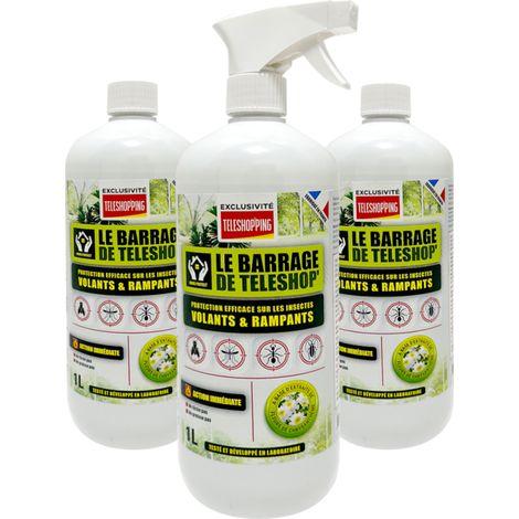 Venteo – Spray anti-insectes naturel 3x 500ml – Protection 10 jours – Formule au géraniol et pyrèthre – Utilisation intérieure et extérieure