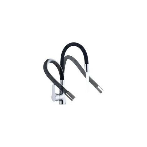 Mitigeur Évier avec Bec Flexible, Robinet de Cuisine, Cuisine Mitigeur Flexible Rotative à 360°, Noir (1/5)