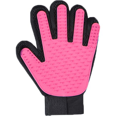Guantes para el cuidado de mascotas, para eliminar el pelo de animales de pelo largo y corto (1 par, rosa oscuro, solo para la mano izquierda). (1/5)