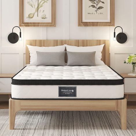 Materasso matrimoniale largo 140 cm, alto 25 cm, materasso ibrido a molle con memory foam e tessuto a maglia traspirante per adulti (struttura del letto non inclusa) (135 x 190 (1/5)