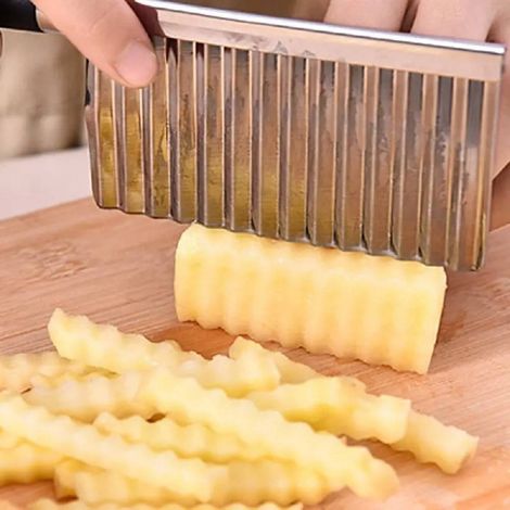 TRADE SHOP - Coltello Ondulato Per Patate Cetrioli In Acciaio Affettatrice Accessori Cucina - (1/5)