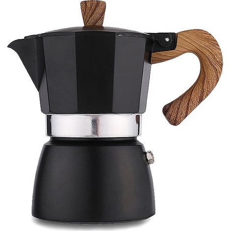 Espressokocher für den Herd – Mokka-Kaffeemaschine aus Aluminium für 3 Tassen, kleine Kaffeemaschine mit 140 ml Fassungsvermögen – italienische manuelle kubanische Kaffeemaschine für Cappuccino, Latte (1/5)