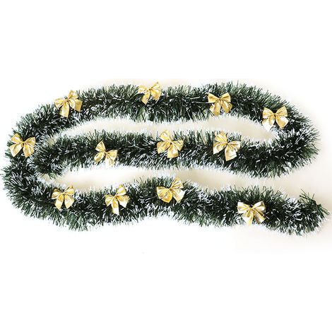 Guirlande De Noël - Fil Métallique Vert Foncé Avec Nœuds Papillon Détachables - Pour Arbre Intérieur Extérieur Escaliers Balustrades - 2 M (1/5)