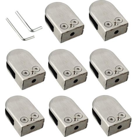 Pince De Verre 8 PCS 10-12mm En Acier Inoxydable 304 Clip En Verre Pince Support Dos Plat Finition Chromig pour Balustrade (1/5)