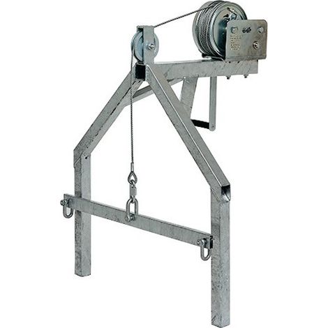 Treuil manuel avec châssis 20m – Charge maximale 1000kg – Pour chantiers humides – Câble acier résistant – Müba