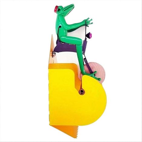 Porte Rouleau de Papier Hygiénique Mural Grenouille sur Monocycle, Support Décoratif Salle de Bain, Accessoire Original en Métal, Fixation Murale Robuste, Lot de 1 (1/5)