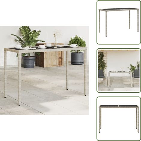 Acciaio verniciato - vidaXL Tavolo Giardino Piano Vetro Grigio Chiaro 115x54x74 Polyrattan - Mobili da esterno