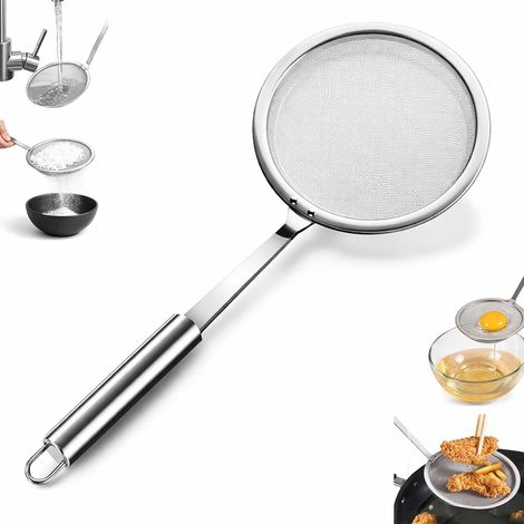 1 Écumoire Acier Inoxydable, Mailles Fines 100, Poignée Longue, Pour Friture Et Cuisson (1/5)
